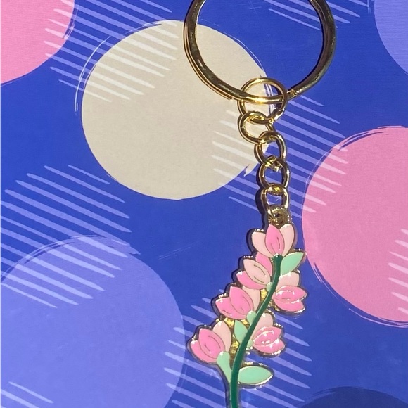 Floral Pink and Gold Keychain - Picture 1 of 1